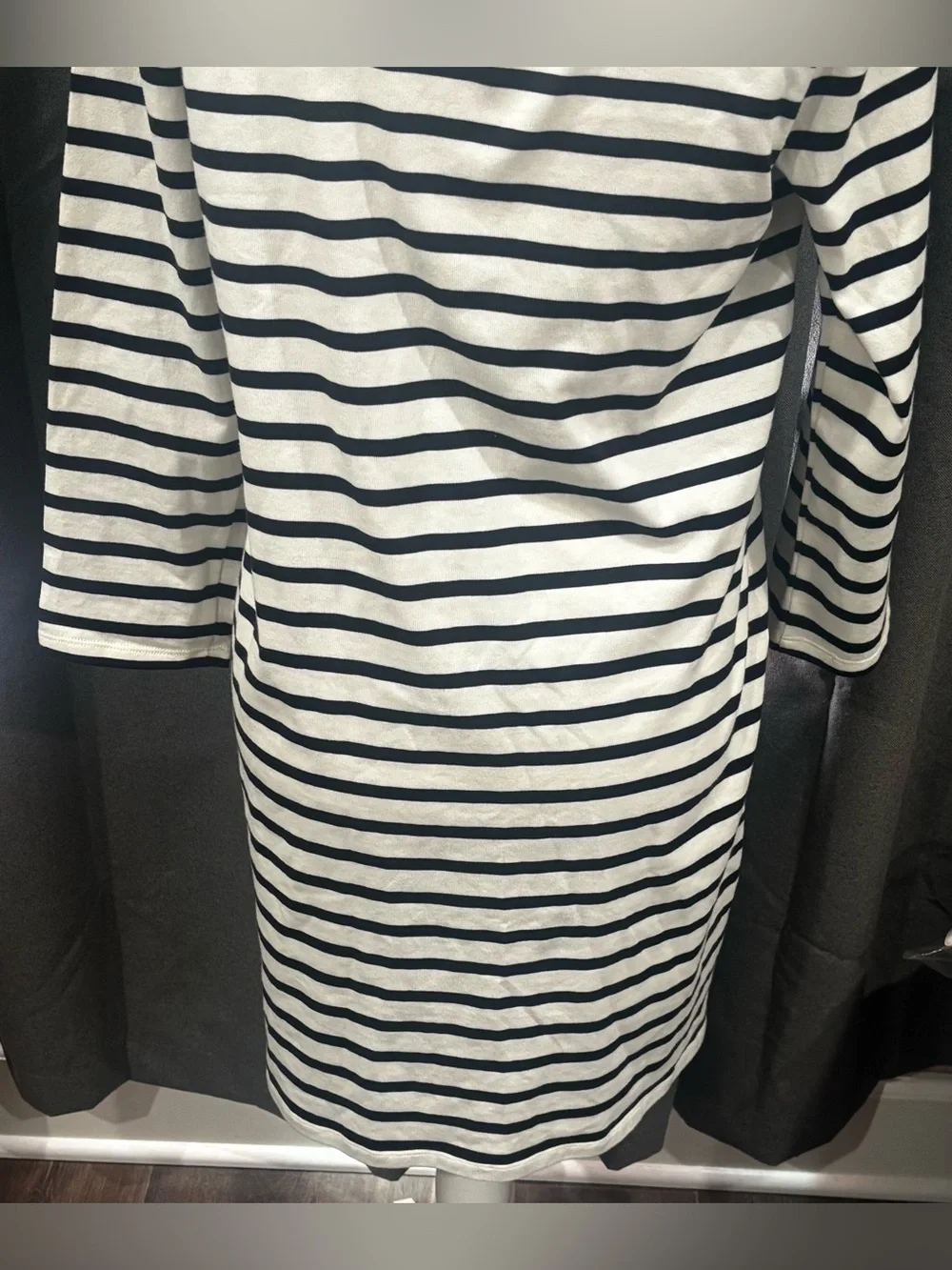 NWT Kate Spade New York Poplin Collar Striped Tee Dress French Cream Medium